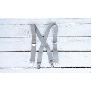 Beige/tan wide stretch clip suspenders
